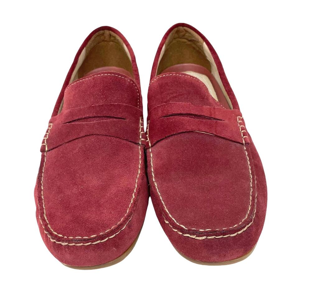 Florsheim Denison Driver Suede Leather Penny Loafer Rust Red Size 14M Like New